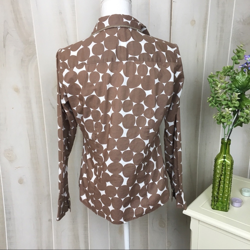 Boden Brown Polkadot Button Down Blouse - Picture 4 of 6